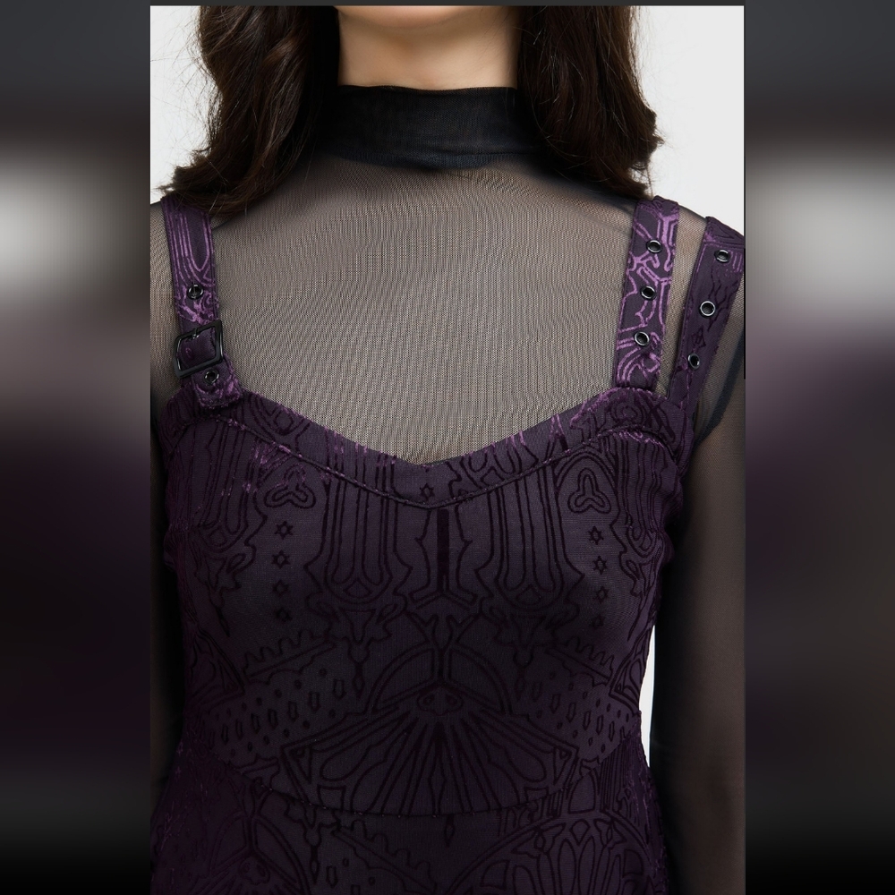 Killstar Dark Purple Strapless Dress - Picture 7 of 8